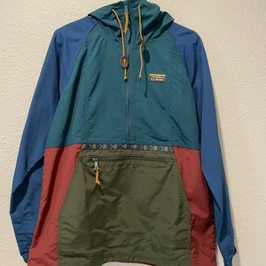 LLbean Womens Mountain Classic Anorak Multi-Color Pullover Rain Coat